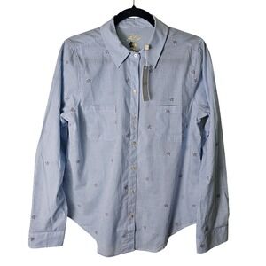 NWT Lilly Pulitzer Sea‎ View Button Down Shirt Hydra Blue Stripe Embroidered M